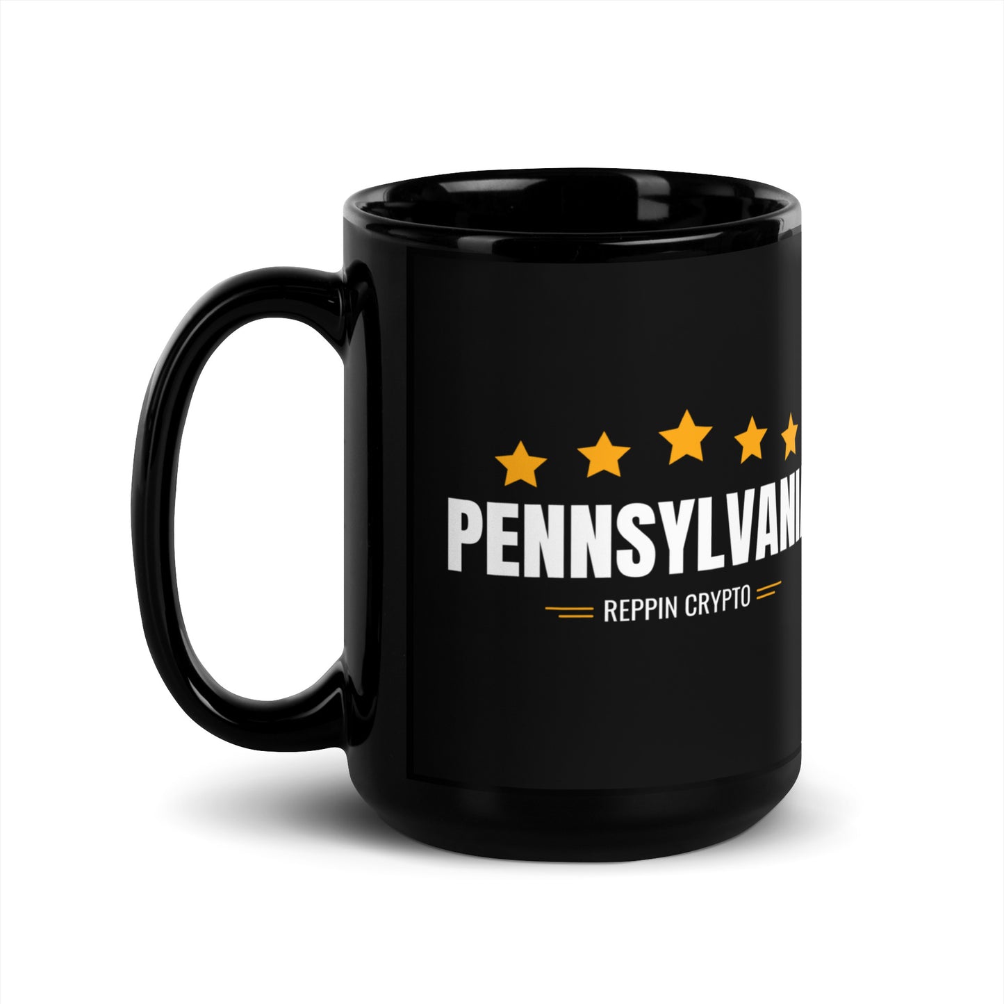 Pennsylvania Reppin Crypto Black Glossy Mug
