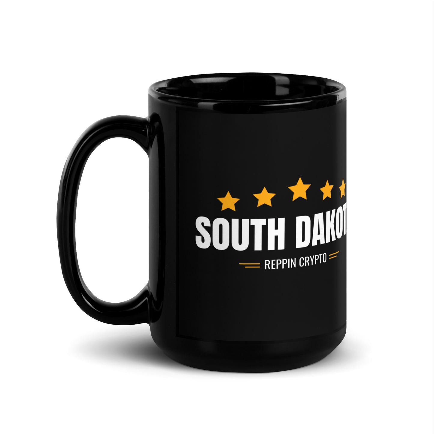 South Dakota Reppin Crypto Black Glossy Mug