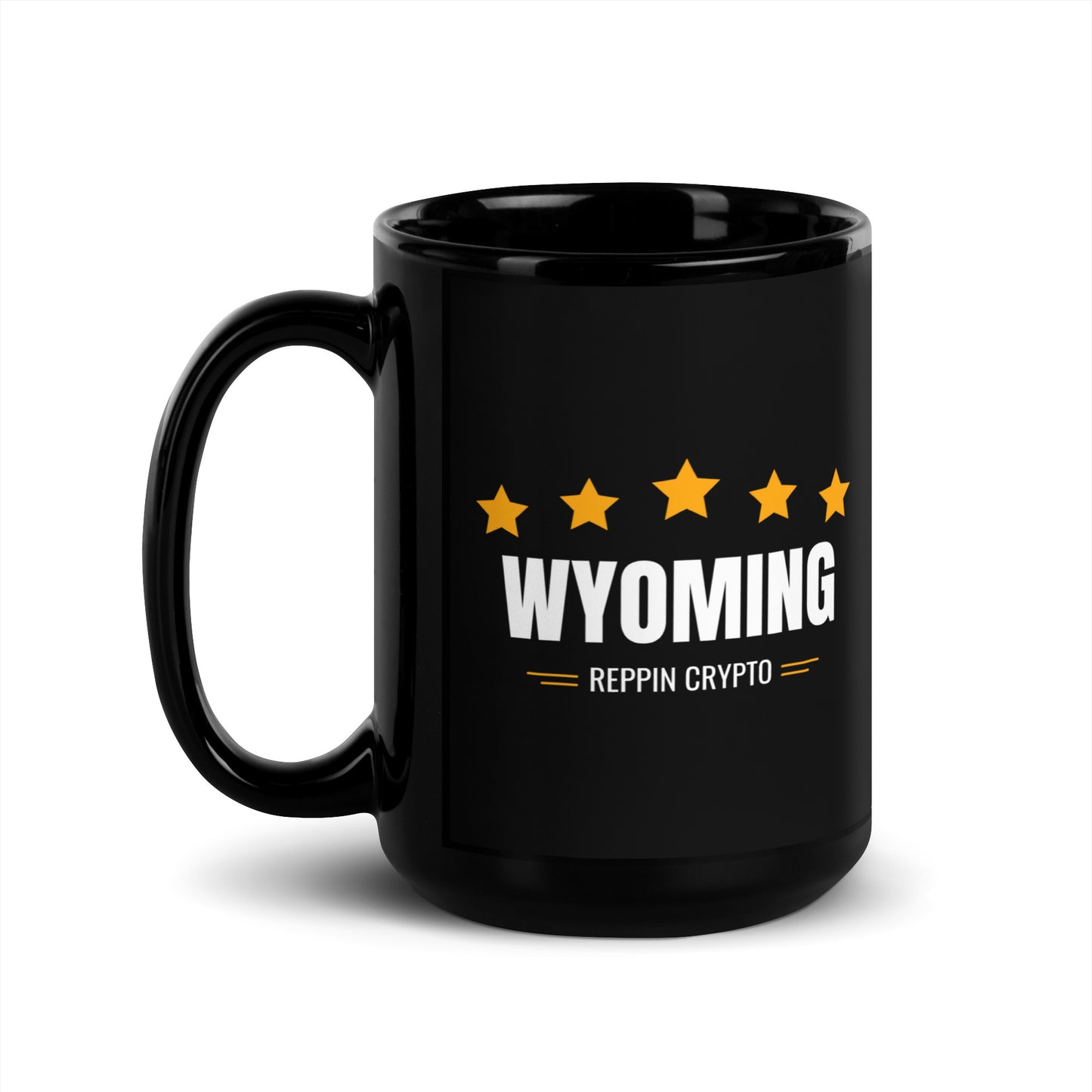 Wyoming Reppin Crypto Black Glossy Mug