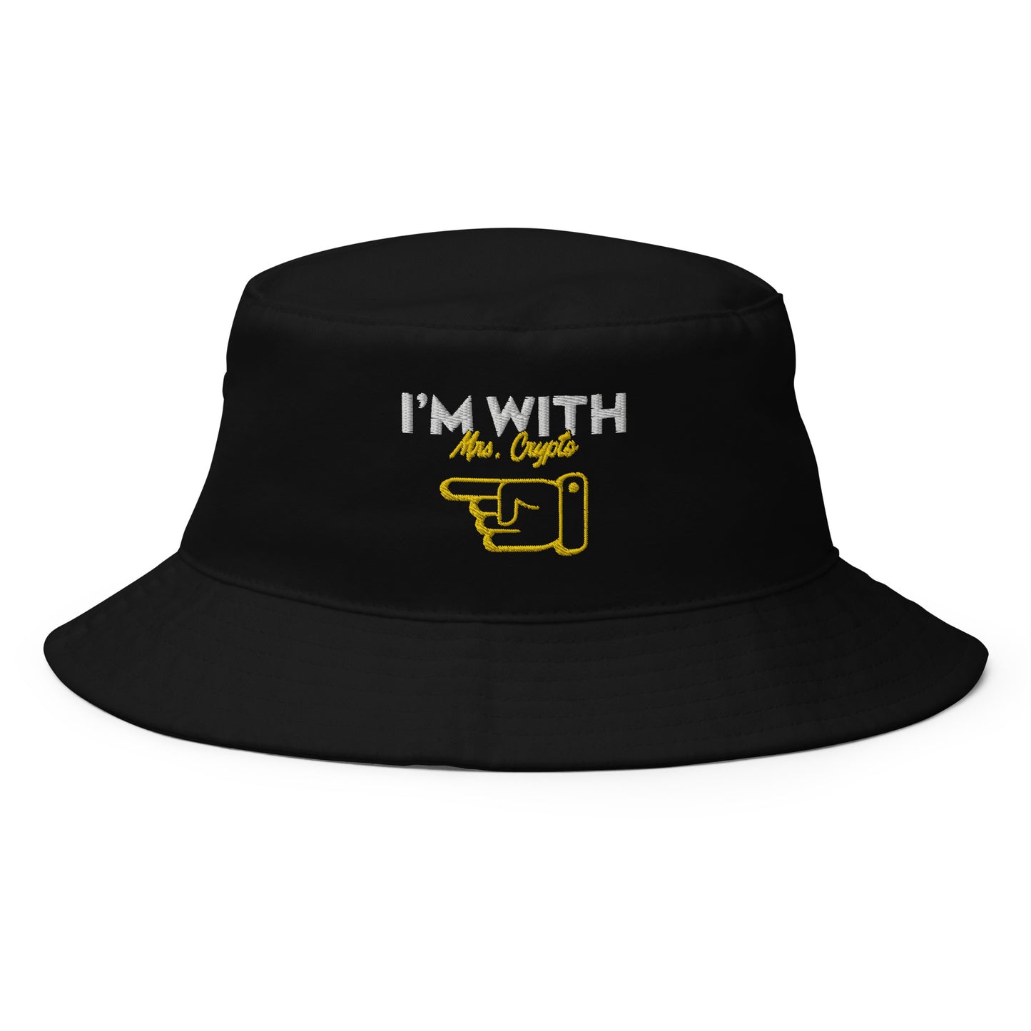 I'm with Mrs. Crypto Embroidered Bucket Hat