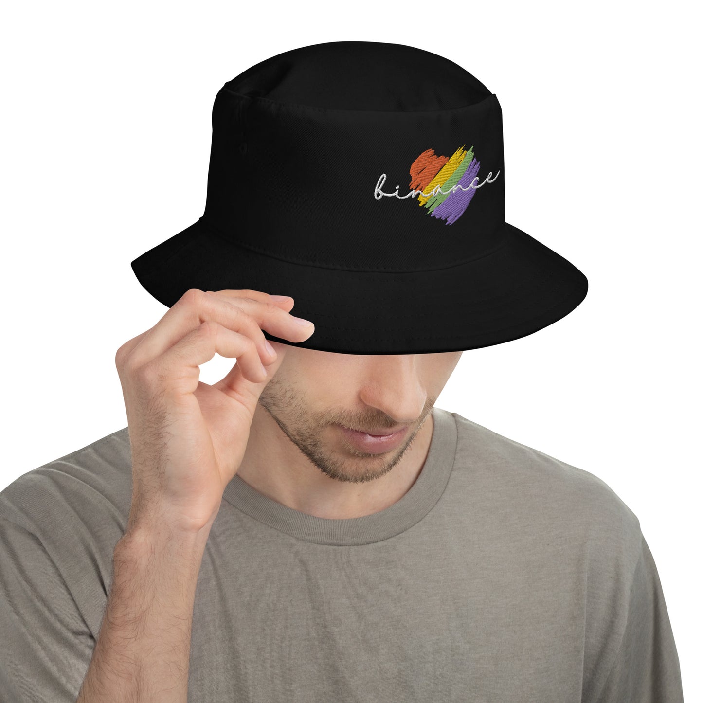 Binance Heart Embroidered Bucket Hat