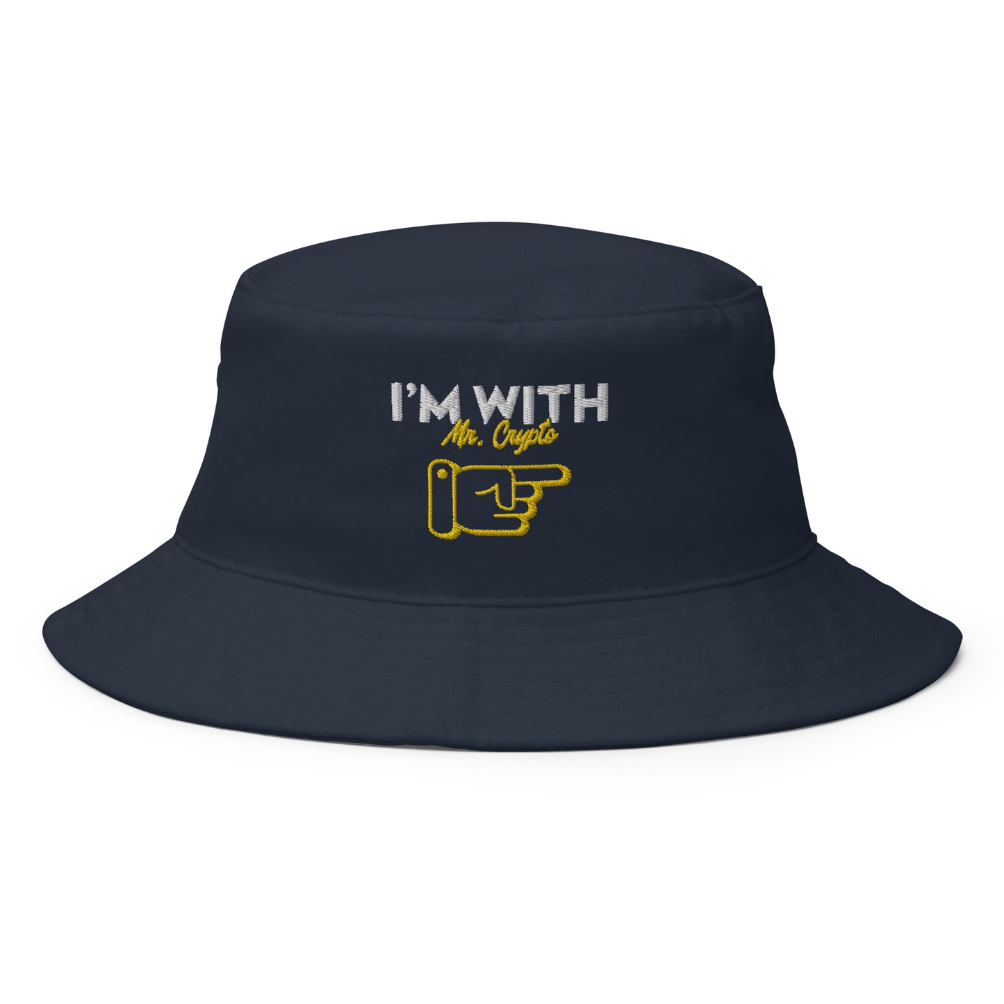 I'm with Mr. Crypto Embroidered Bucket Hat