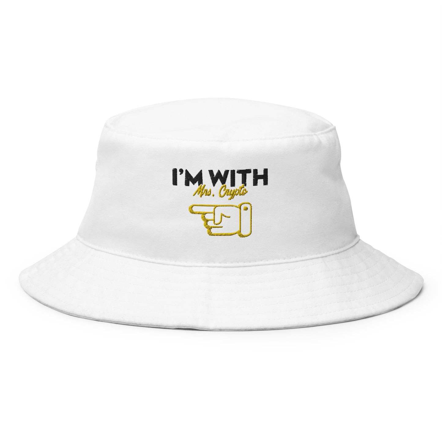 I'm with Mrs. Crypto Embroidered Bucket Hat