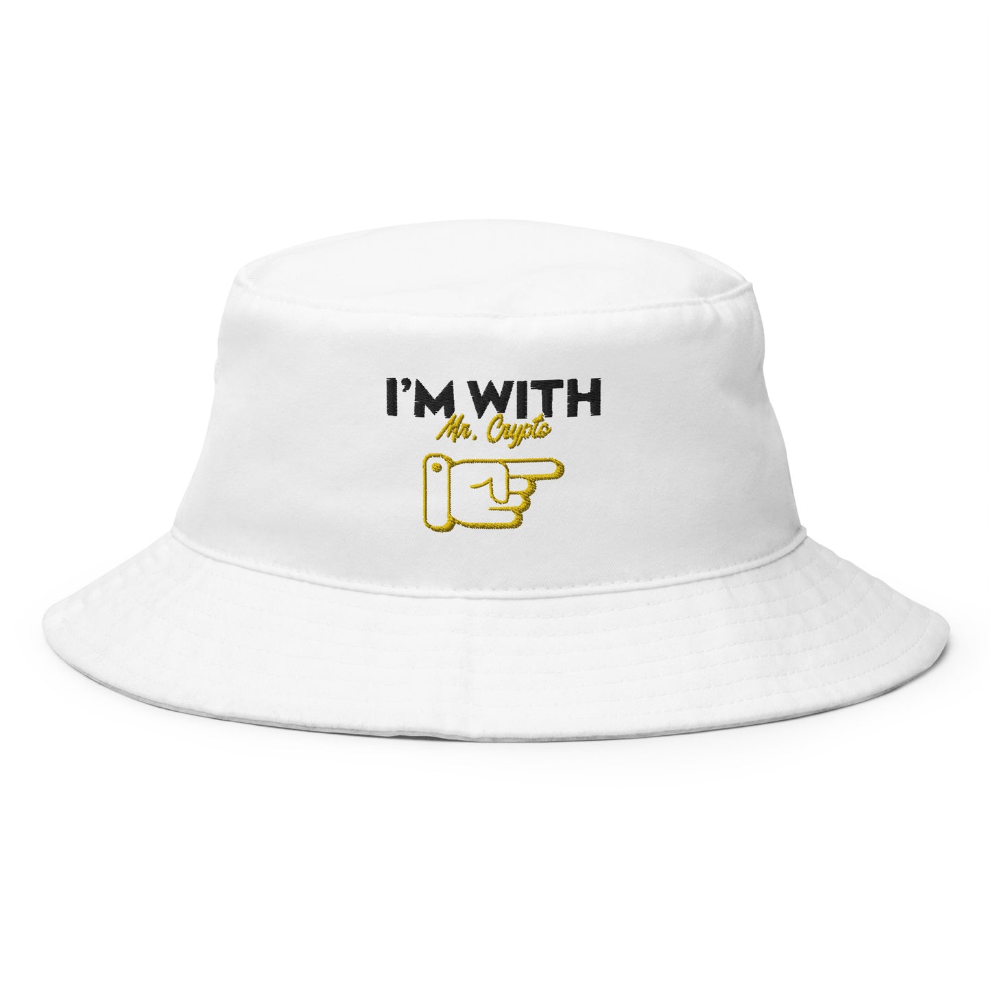 I'm with Mr. Crypto Embroidered Bucket Hat