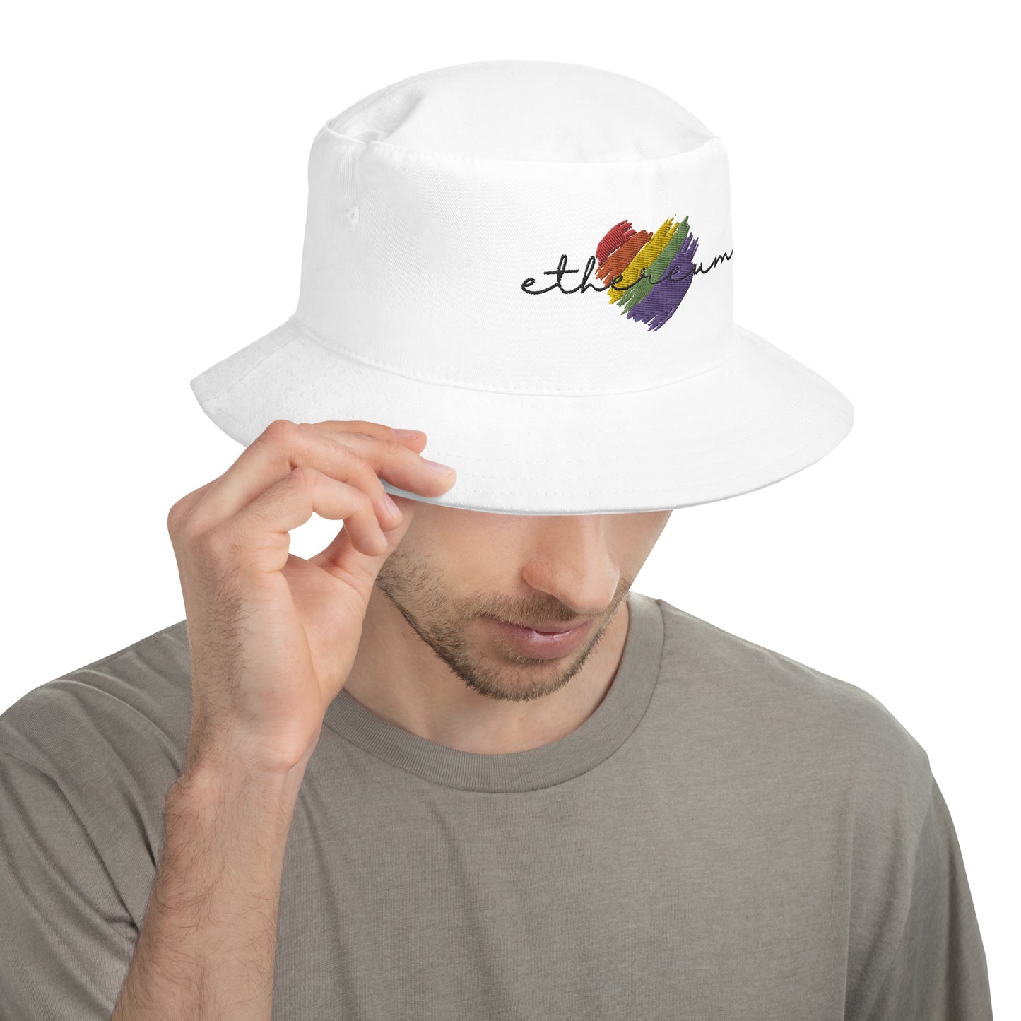 Ethereum Heart Embroidered Bucket Hat