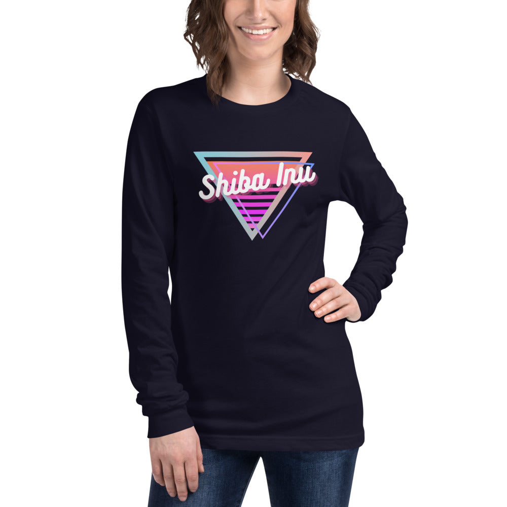 Shiba Inu Neon Triangle Unisex Long Sleeve Tee