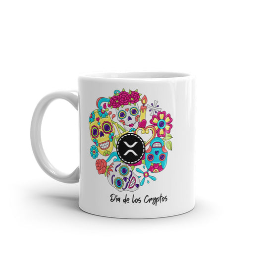 Dia De Los Cryptos (XRP) White glossy mug