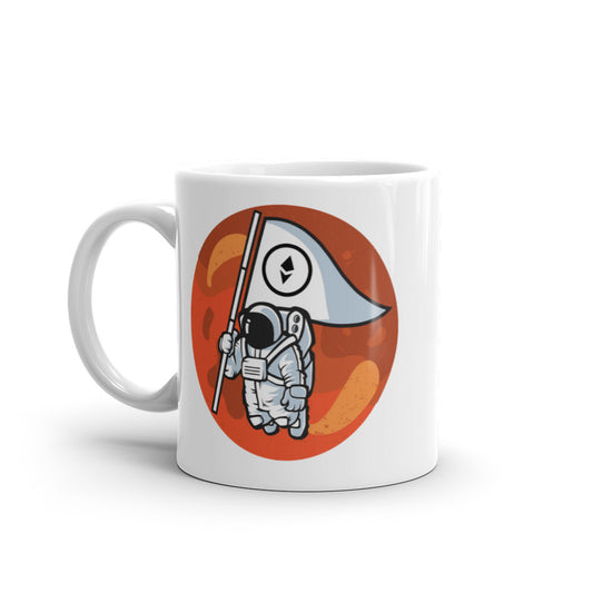 Ethereum To The Moon White glossy mug