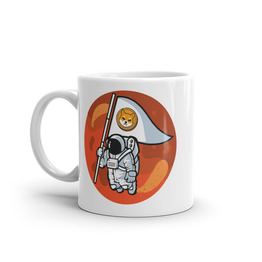 Shiba Inu To The Moon White glossy mug