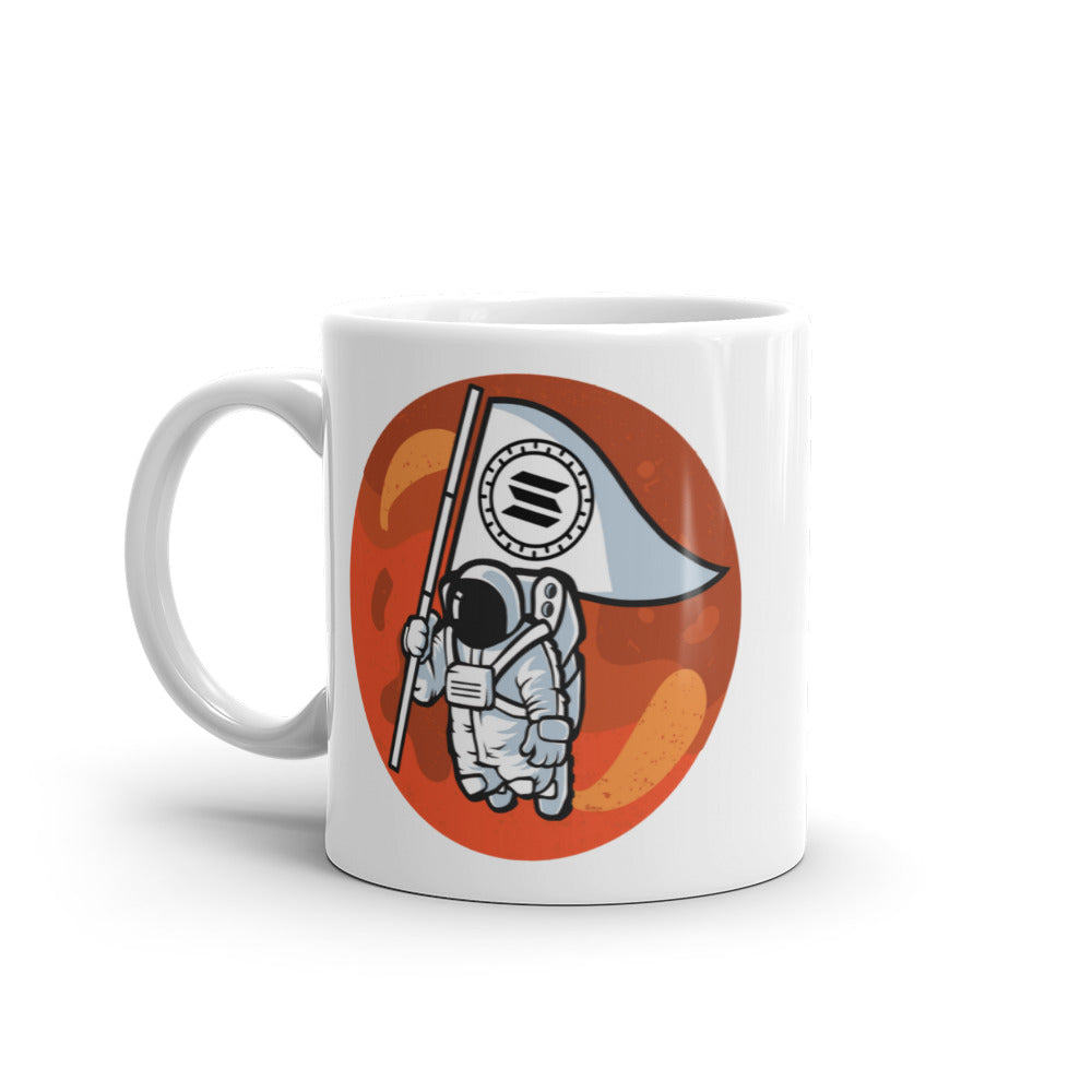Solana To The Moon White glossy mug