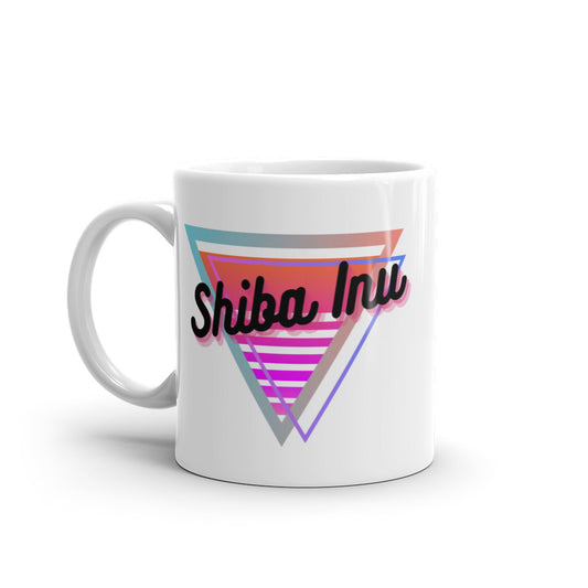 Shiba Inu Neon Triangle White glossy mug