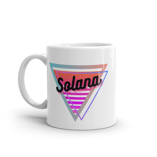 Solana Neon Triangle White glossy mug