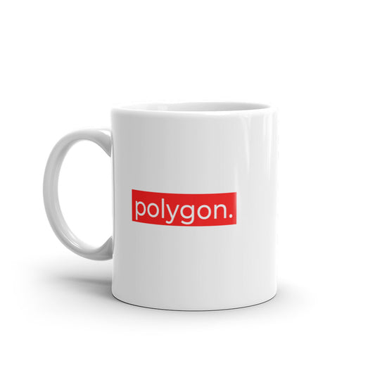 Polygon Red Stripe White glossy mug