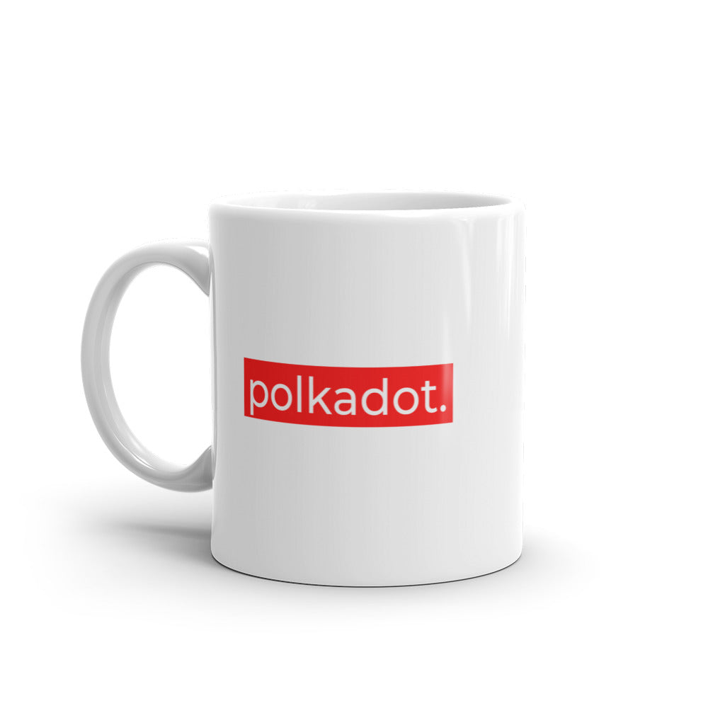 Polkadot Red Stripe White glossy mug