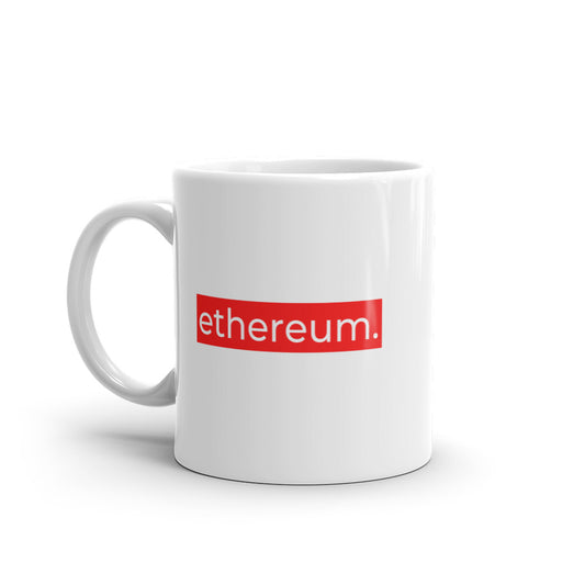 Ethereum Red Stripe White glossy mug