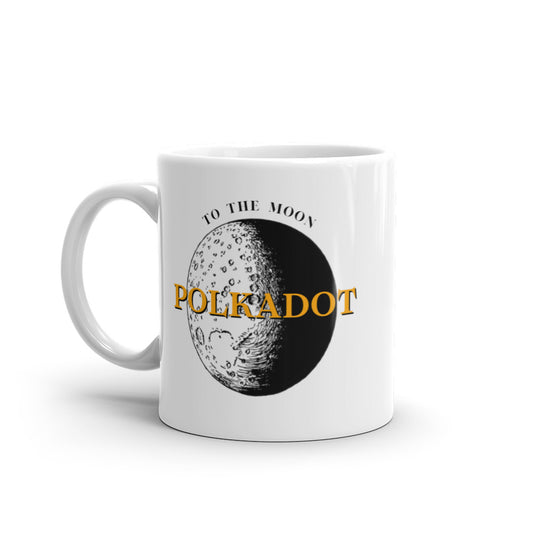 Polkadot To The Moon White glossy mug