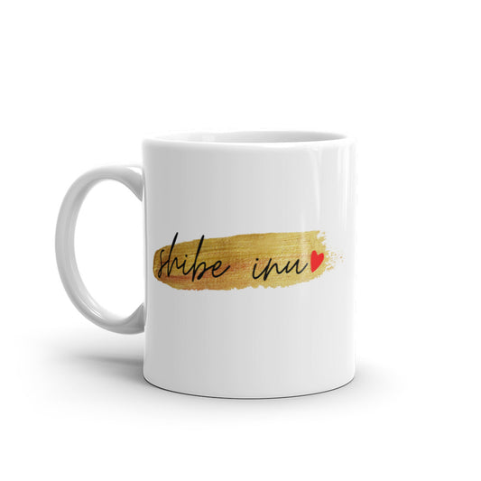 Shiba Inu Gold White glossy mug