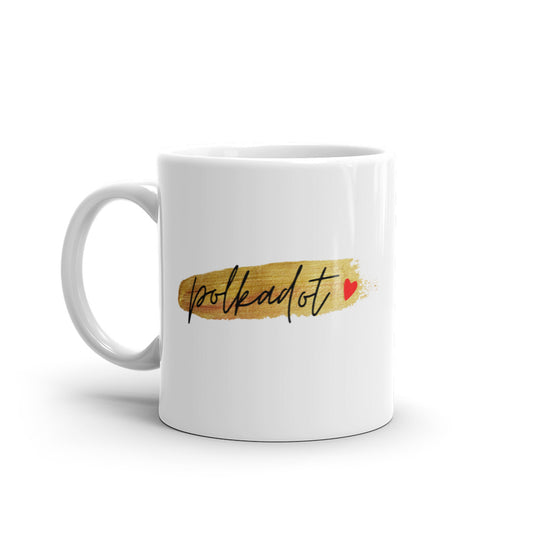 Polkadot Gold White glossy mug