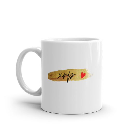 XRP Gold White glossy mug