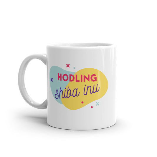 Shiba Inu Hodling White glossy mug
