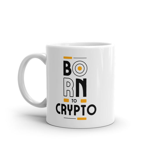 Born To Crypto White glossy mug