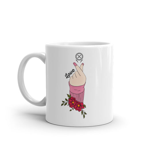 XRP Finger Heart White glossy mug