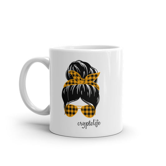 #cryptolife White glossy mug