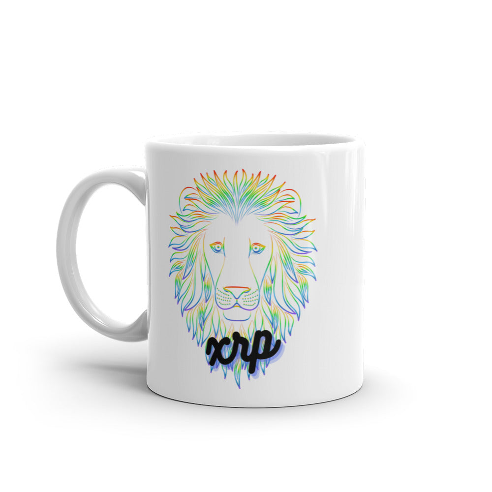 XRP Neon Lion White glossy mug