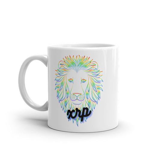 XRP Neon Lion White glossy mug