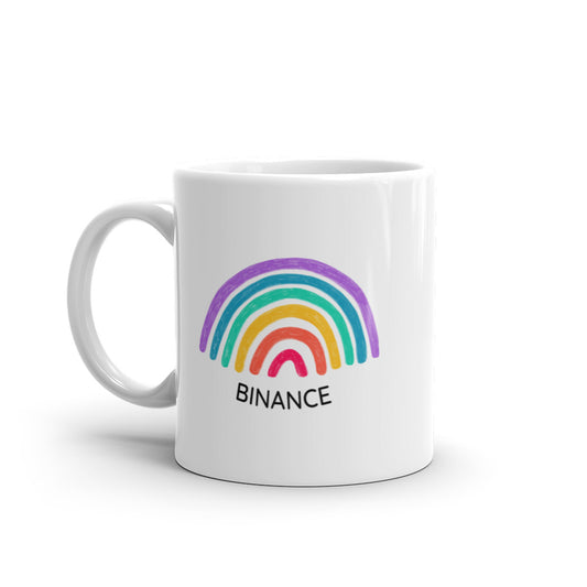 Binance Rainbow White glossy mug