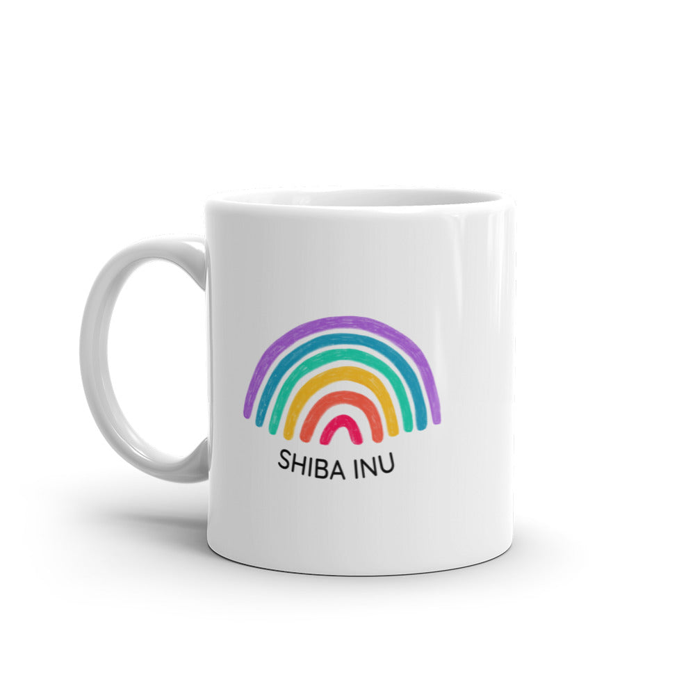 Shiba Inu Rainbow White glossy mug