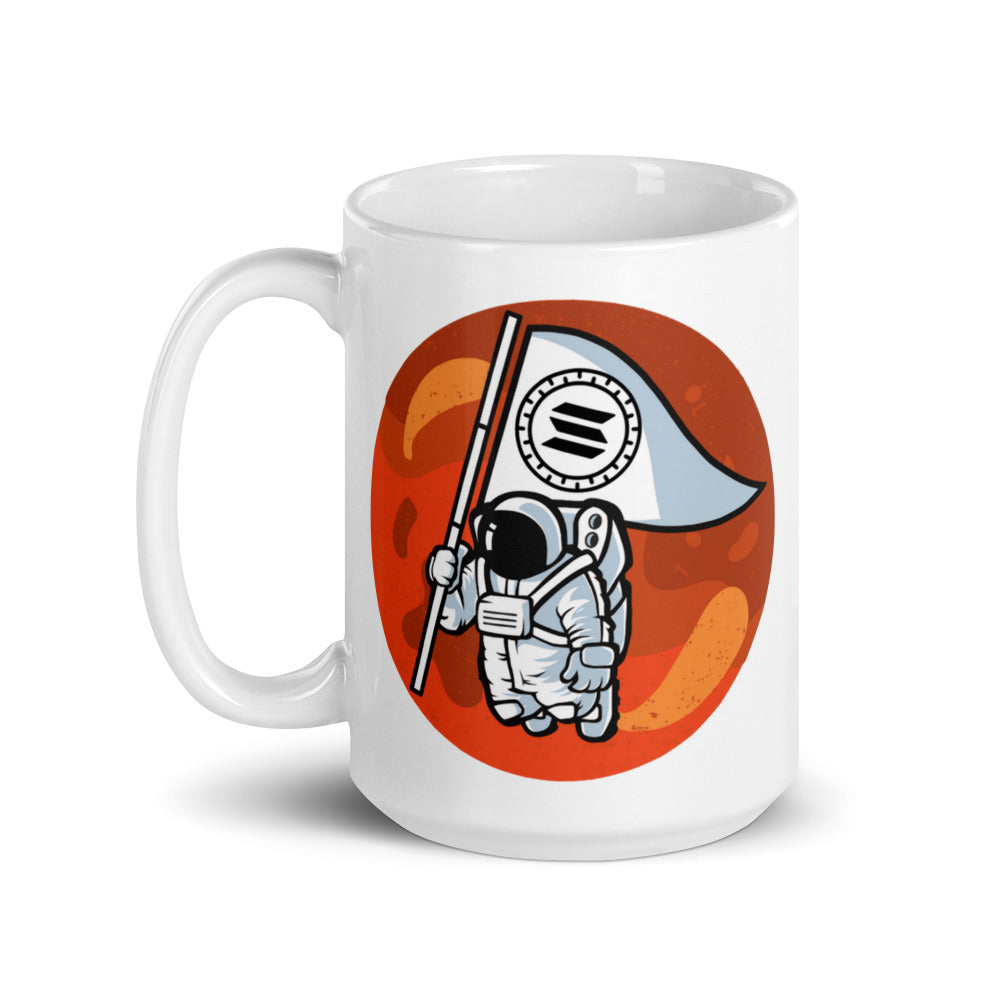 Solana To The Moon White glossy mug