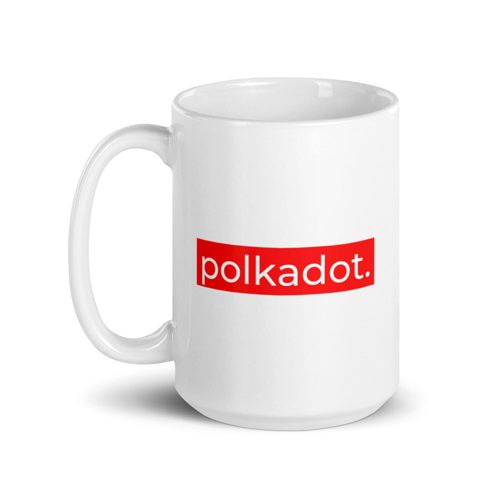 Polkadot Red Stripe White glossy mug