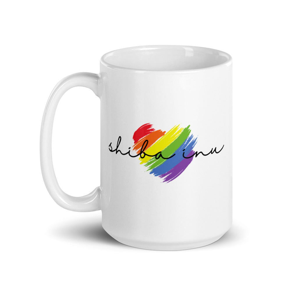 Shiba Inu Heart White glossy mug