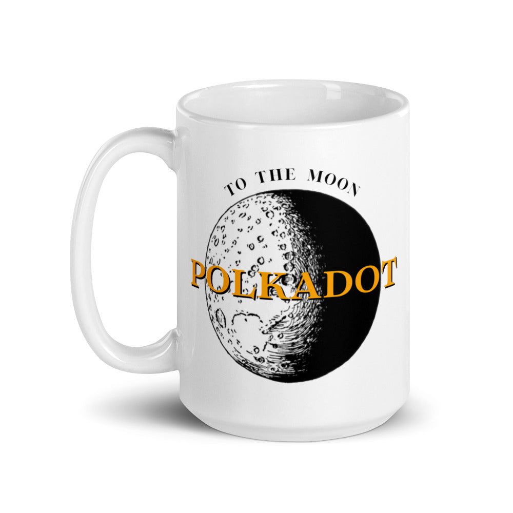 Polkadot To The Moon White glossy mug