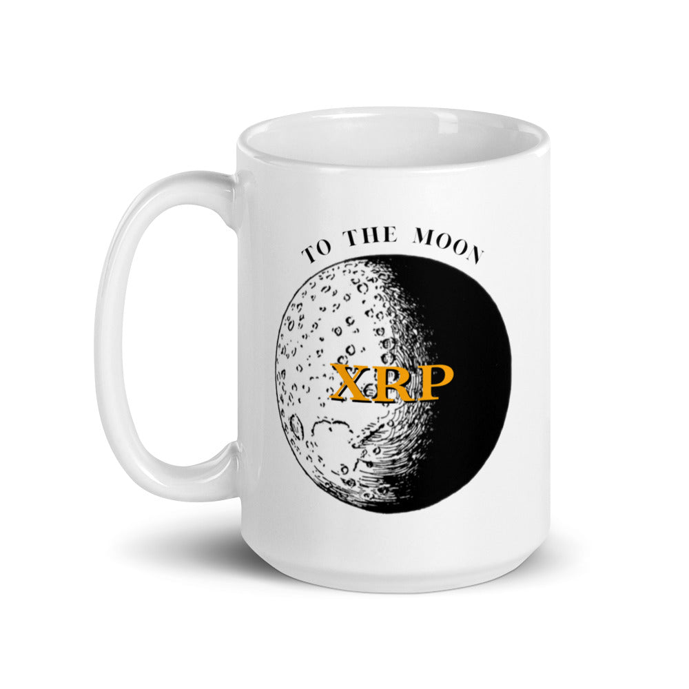 XRP To The Moon White glossy mug