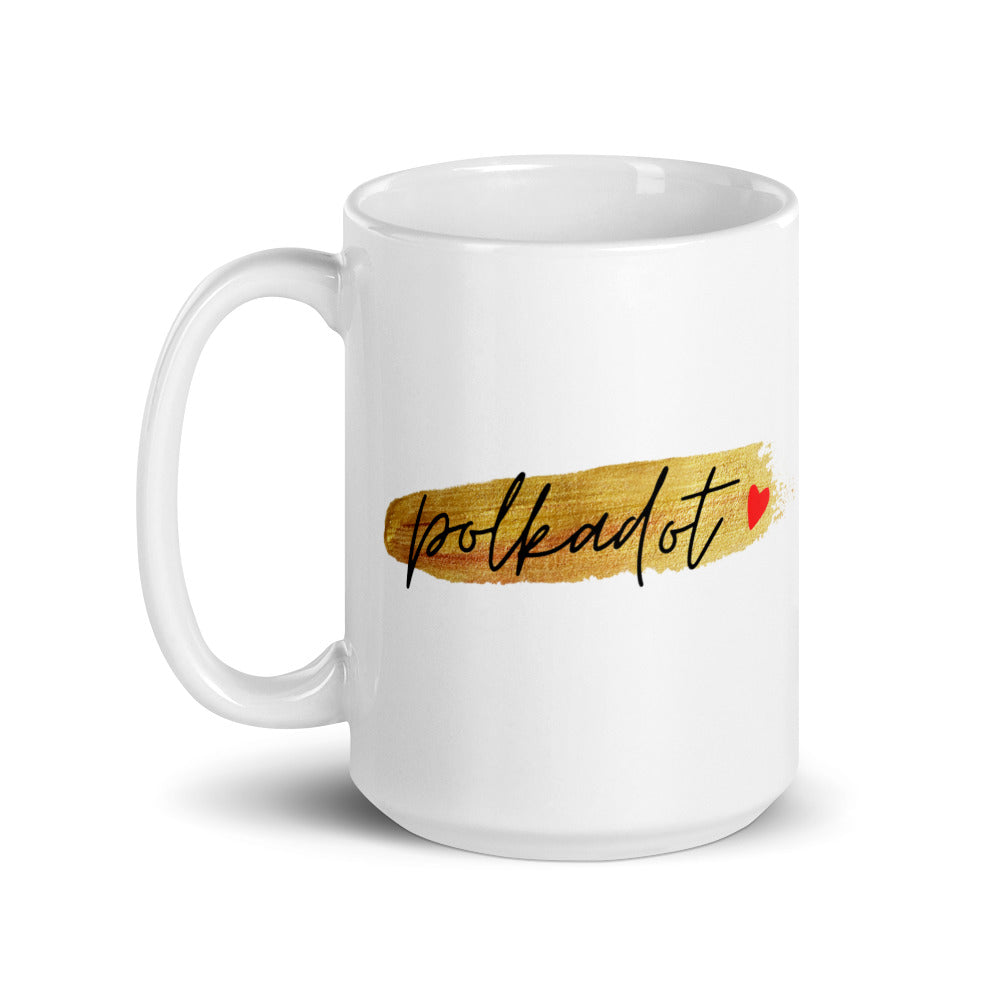Polkadot Gold White glossy mug
