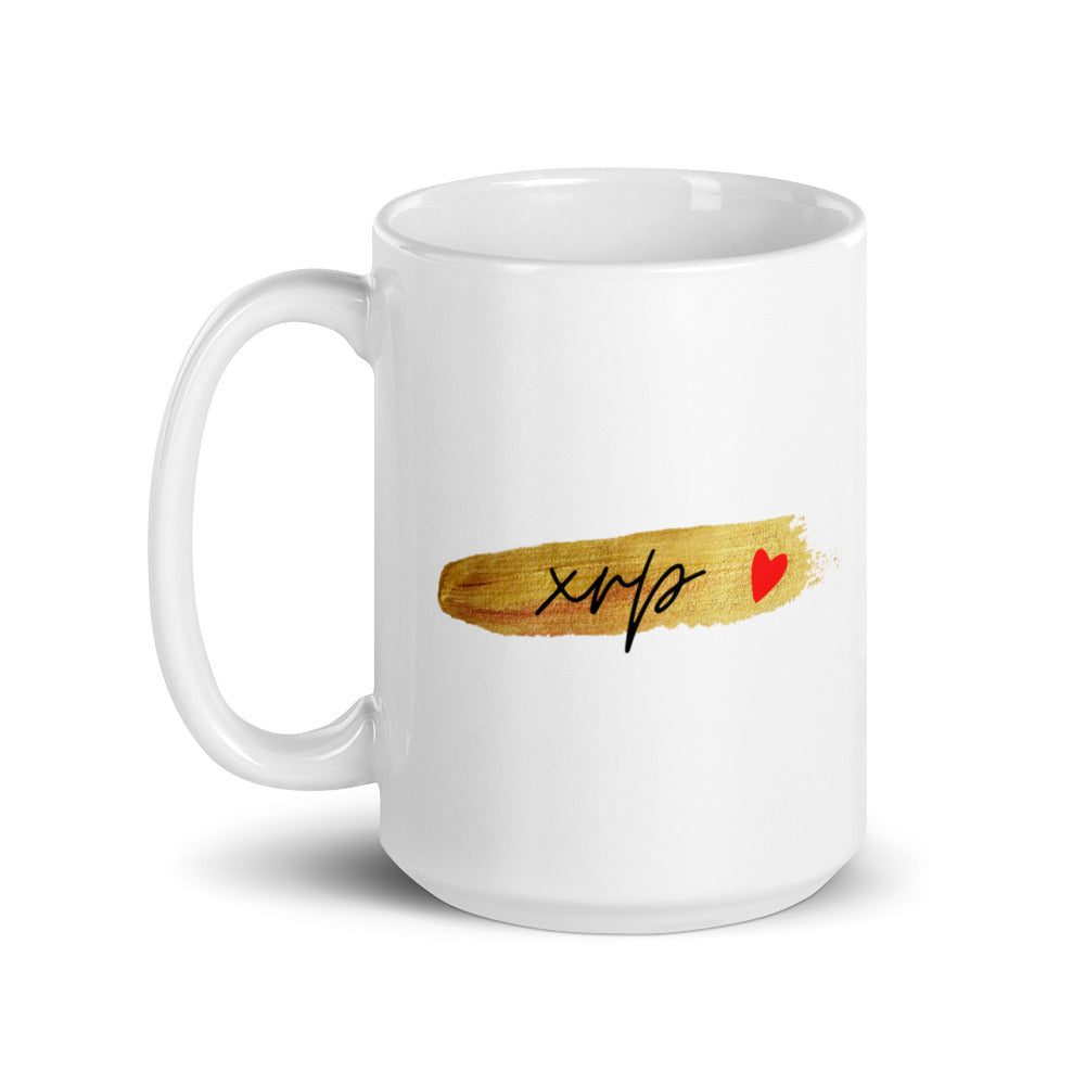 XRP Gold White glossy mug