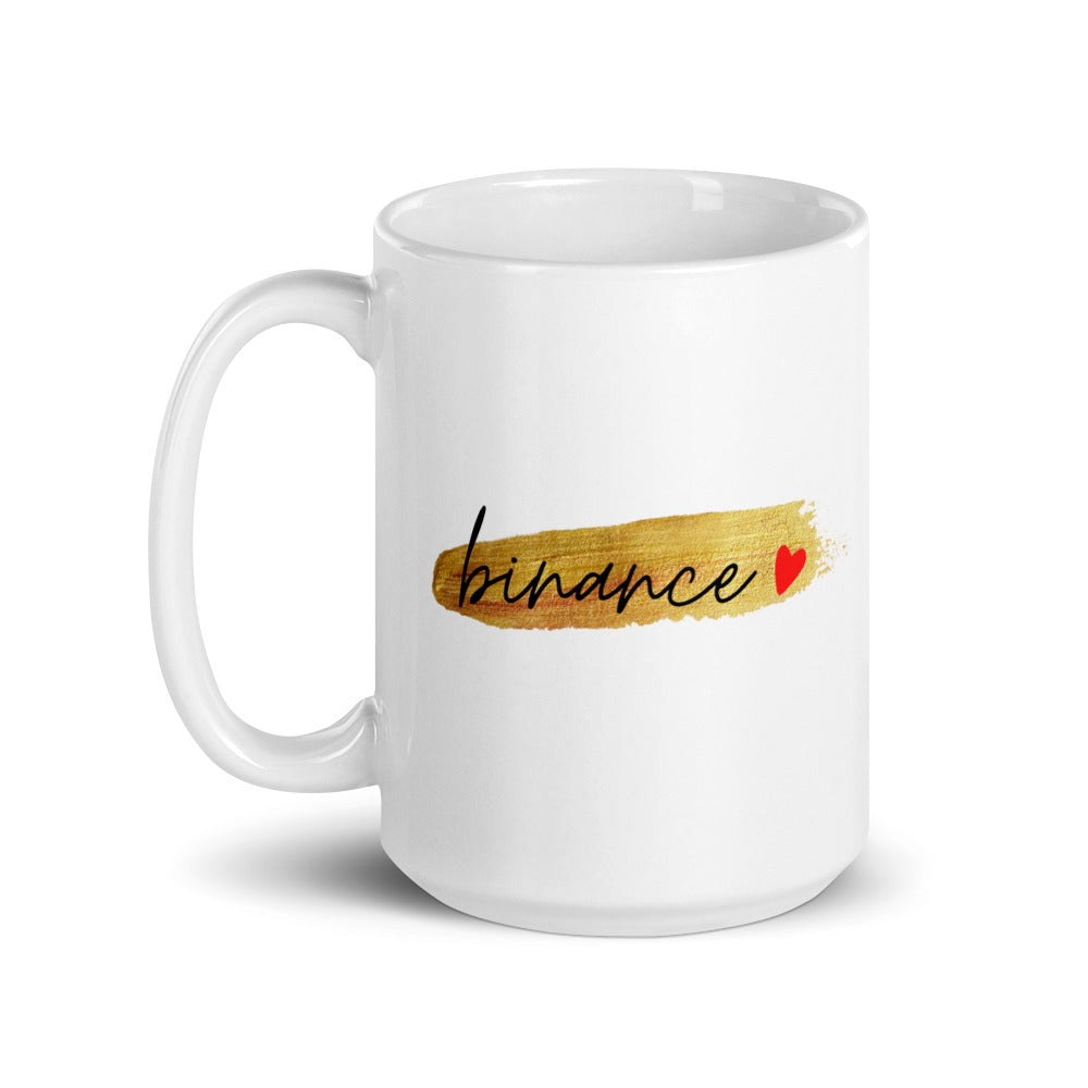 Binance Gold White glossy mug
