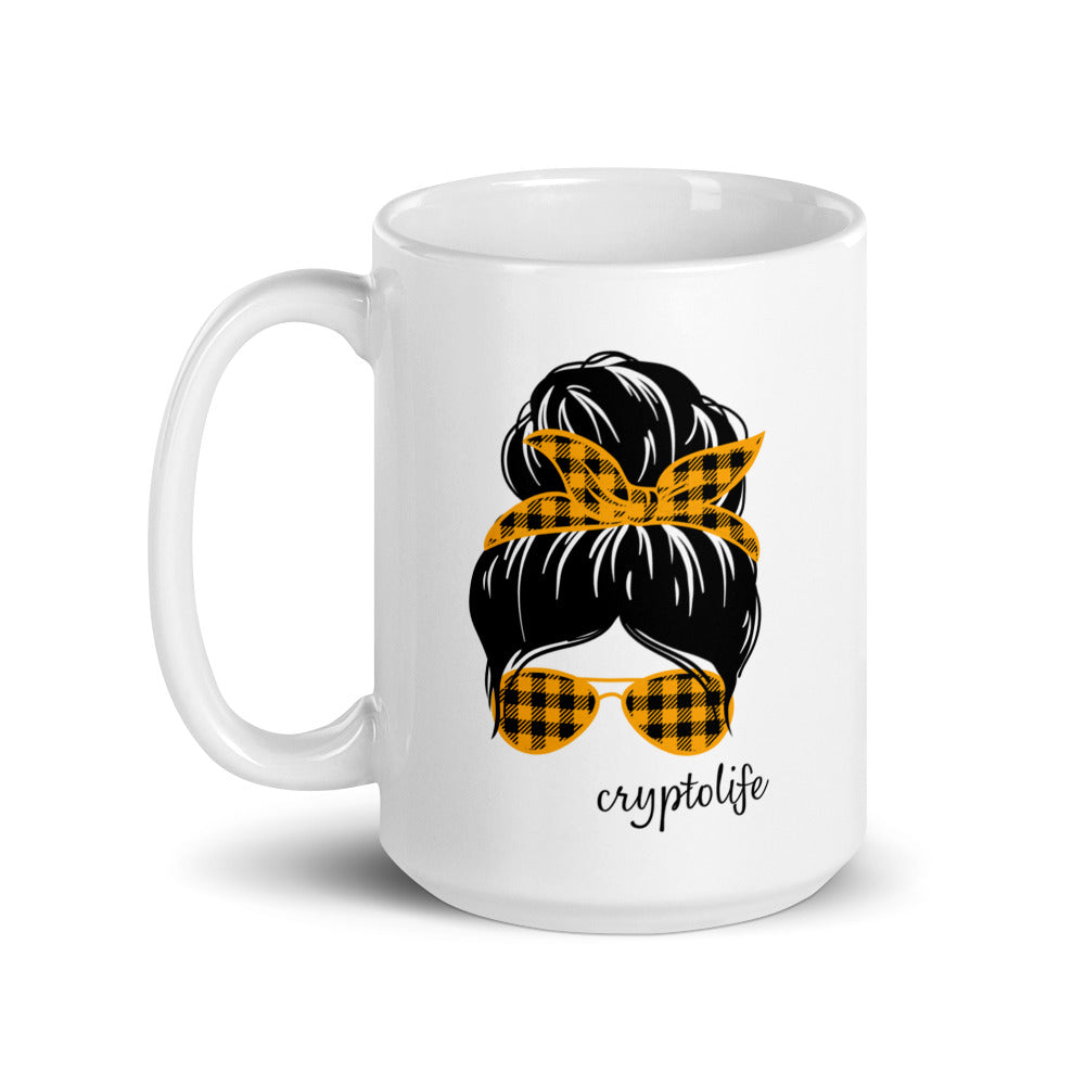#cryptolife White glossy mug