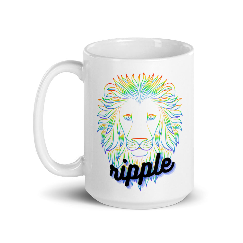 Ripple Neon Lion White glossy mug