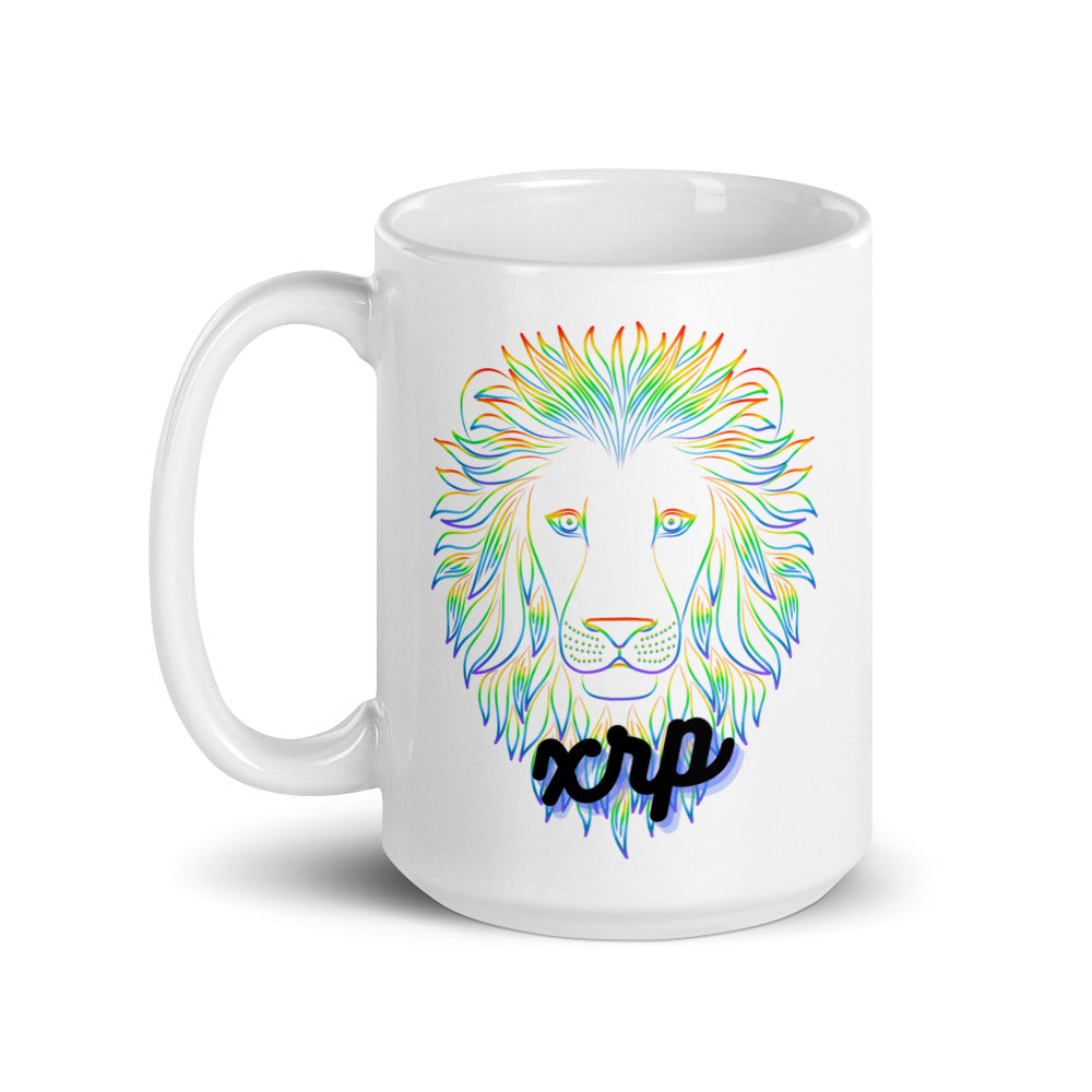 XRP Neon Lion White glossy mug
