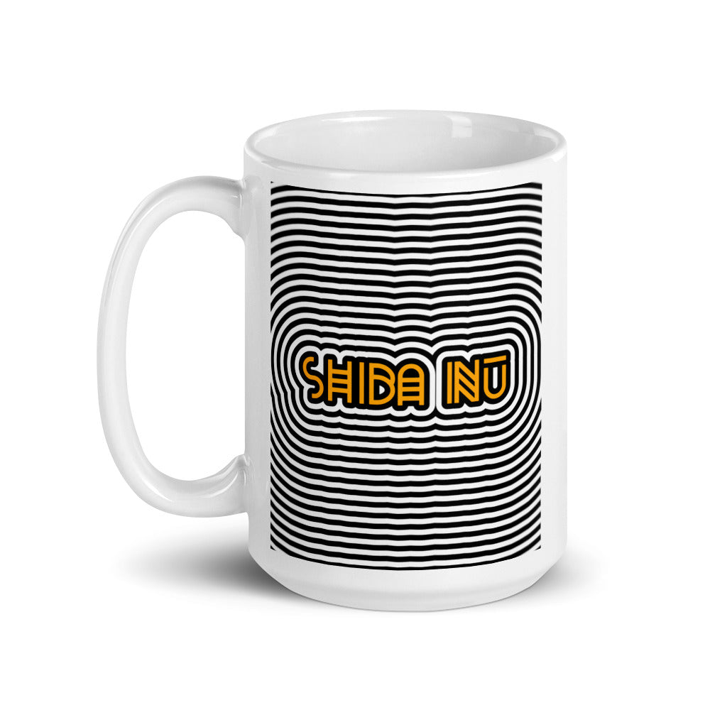 Shiba Inu Abstract White glossy mug