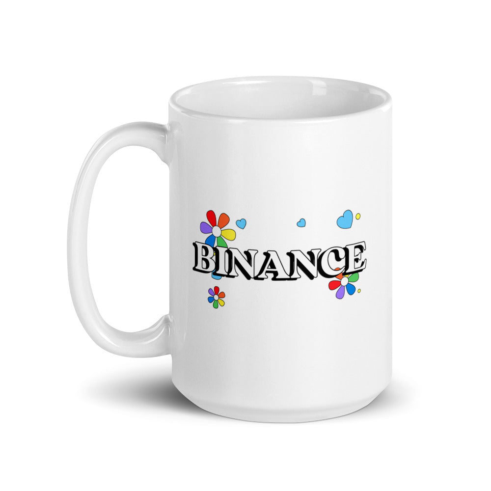 Binance White glossy mug
