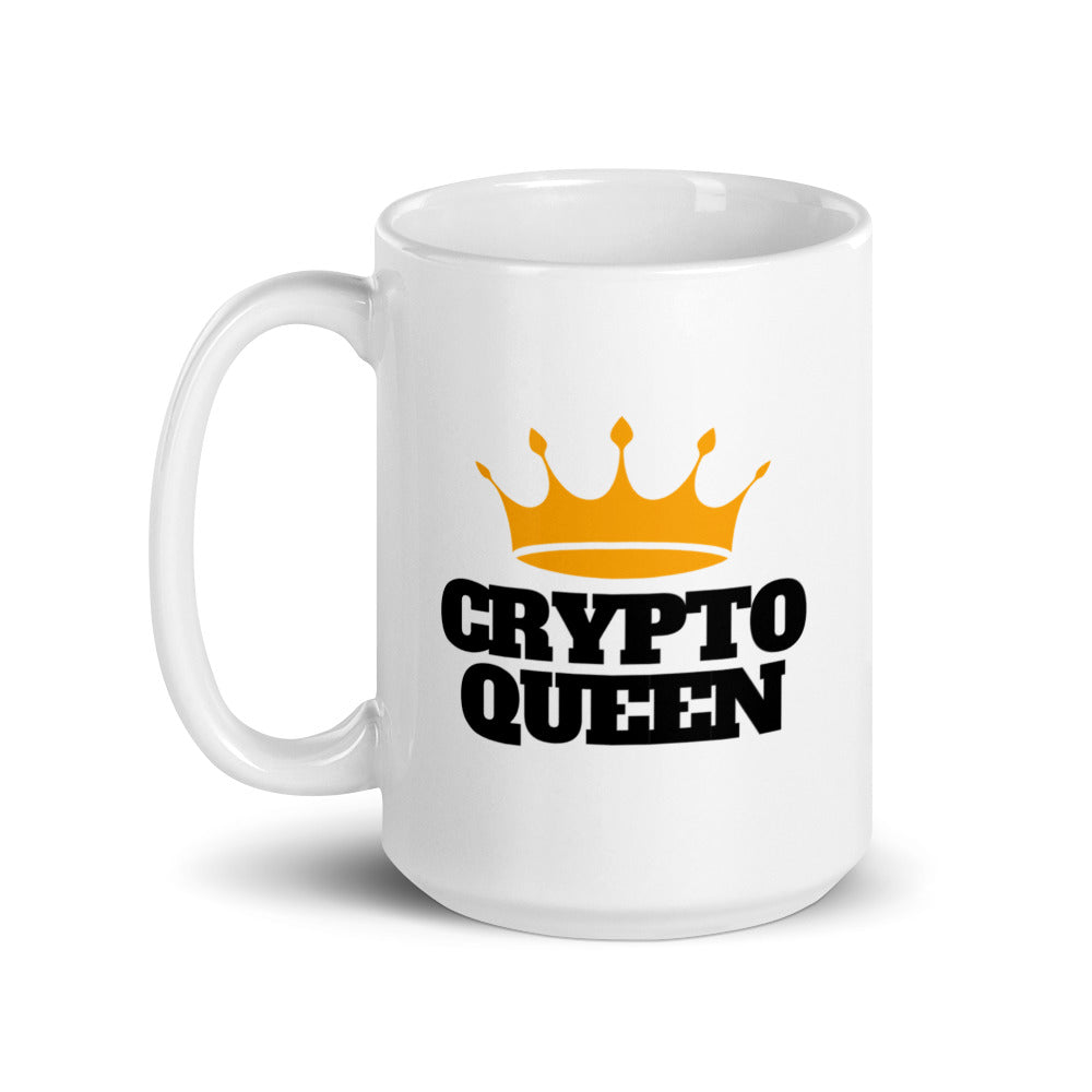 Crypto Queen White glossy mug