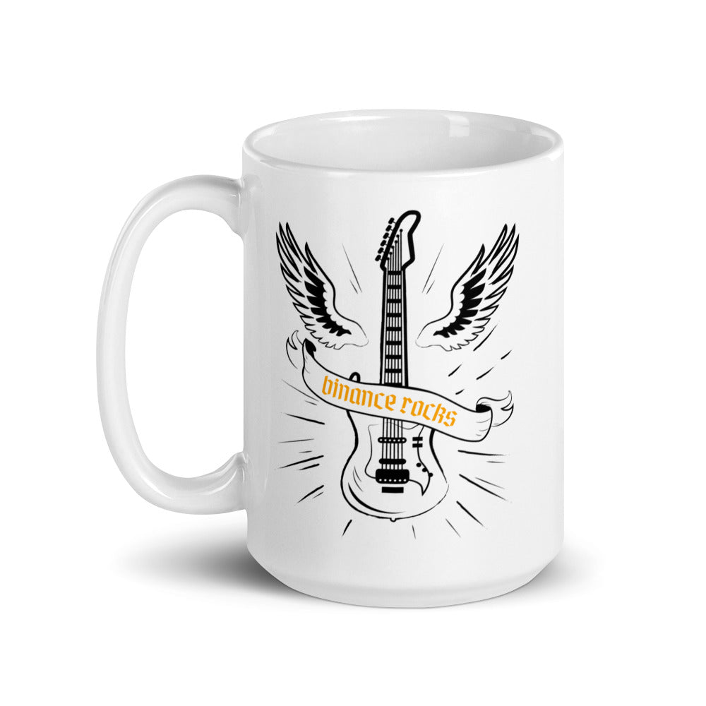 Binance Rocks White glossy mug