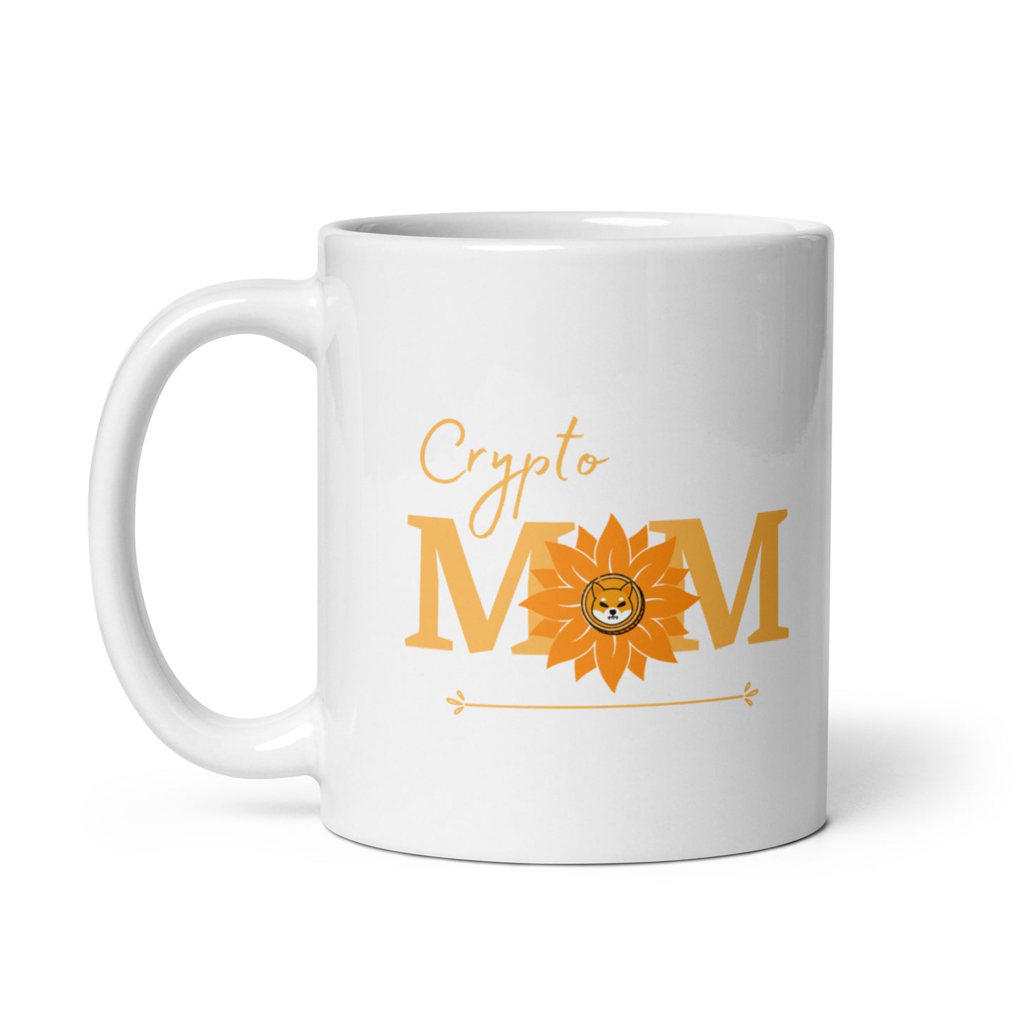 Shiba Inu Crypto Mom White glossy mug