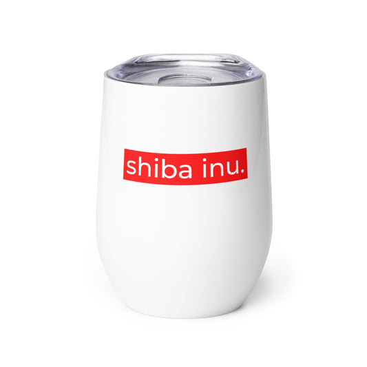 Shiba Inu Red Stripe Wine Tumbler