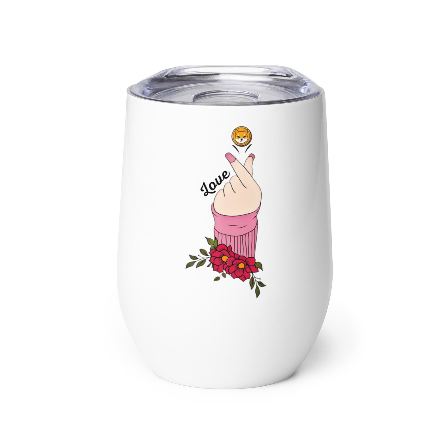 Shiba Inu Finger Heart Wine Tumbler