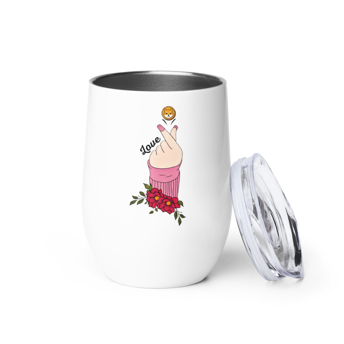 Shiba Inu Finger Heart Wine Tumbler